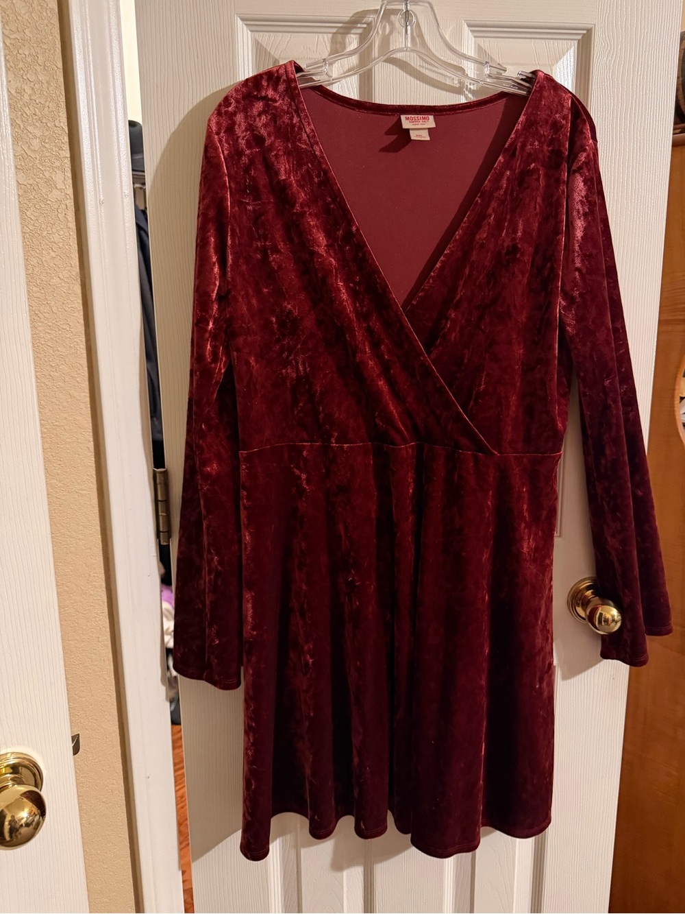 Crushed Velour Burgundy Women’s Dress